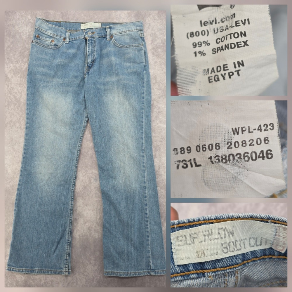 Vtg Levis 318 Superlow Bootcut Jeans Womens Light Wash Blue Denim Y2K Stretch 11